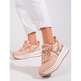 W. Potocki Women's lace-up sneakers Potocki powder pink 1