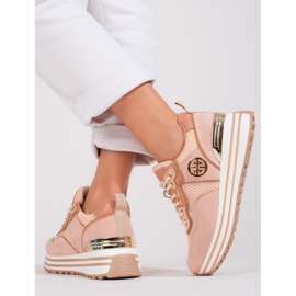 W. Potocki Women's lace-up sneakers Potocki powder pink 2