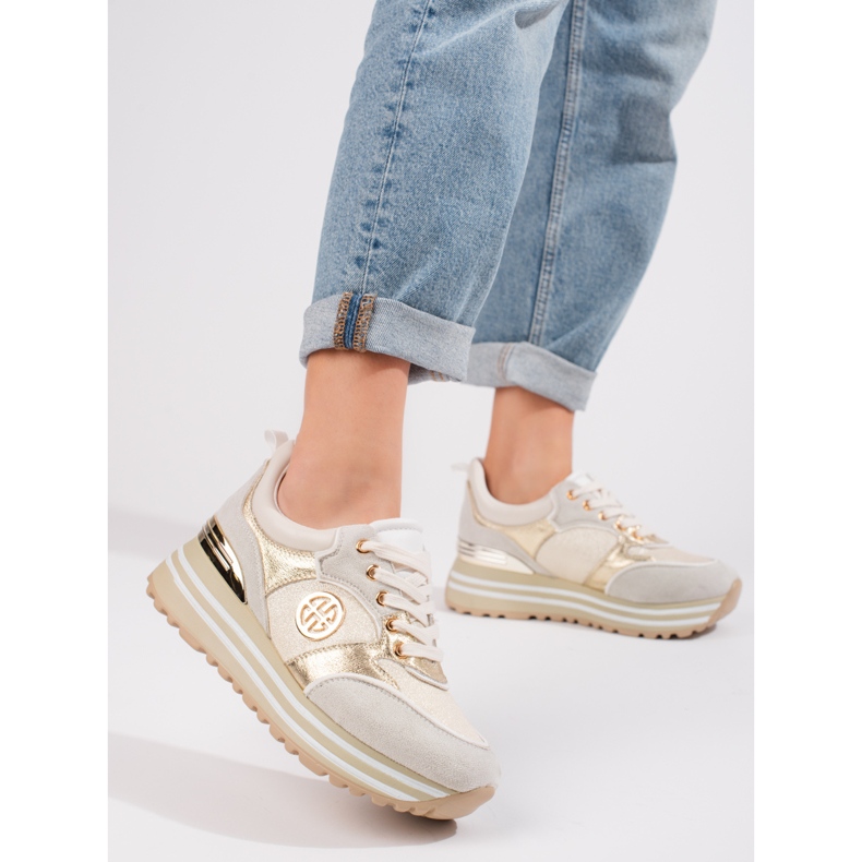 W. Potocki Potocki women's gold sneakers golden 1