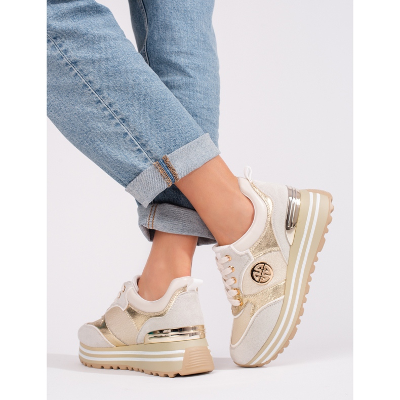 W. Potocki Potocki women's gold sneakers golden 2