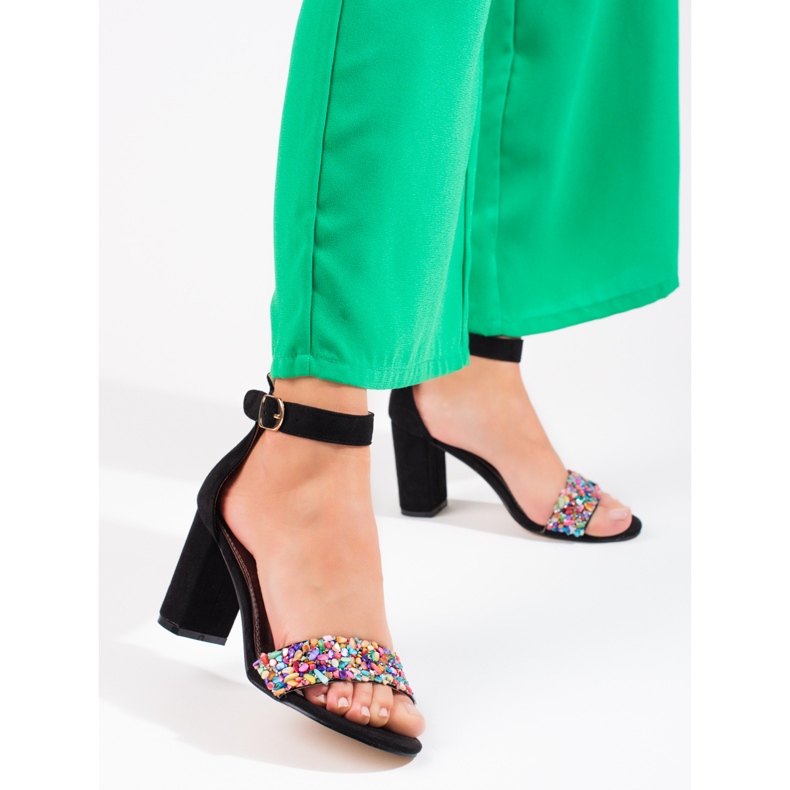 Elegant black sandals with beads from Shelovet 1