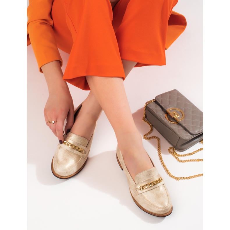 Classic women's moccasins Shelovet gold beige 1 Classic women's moccasins Shelovet gold beige 1