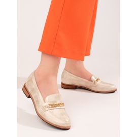 Classic women's moccasins Shelovet gold beige 2 Classic women's moccasins Shelovet gold beige 2