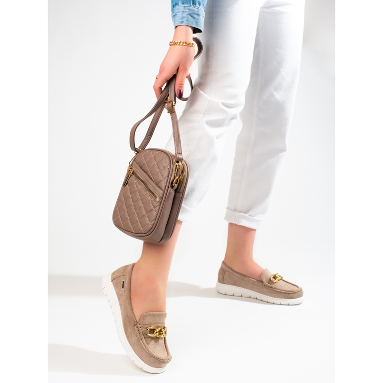 Comfortable women's loafers on the Shelovet beige platform 1