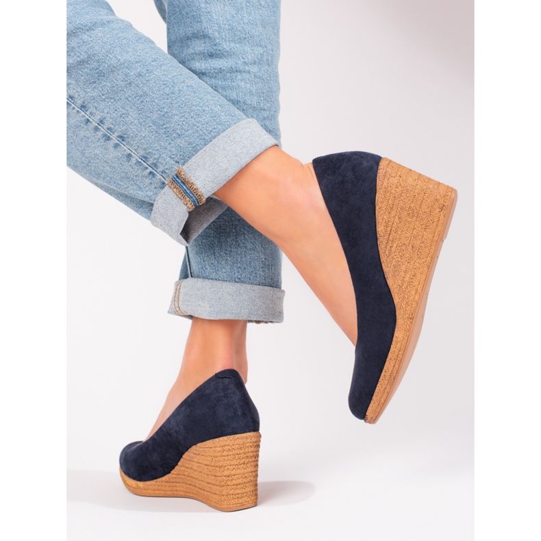 W. Potocki Women's navy blue wedge pumps from Potocki 2
