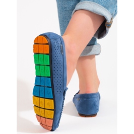 Women's openwork suede loafers Shelovet blue 2