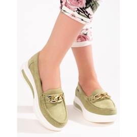 Women's Shelovet green wedge loafers 2 Women's Shelovet green wedge loafers 2