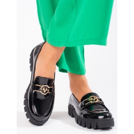 Vinceza women's lacquered platform loafers black 1