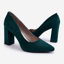 Suede Heel Pumps Sergio Leone PB216 Green 1