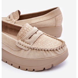 Lemar Suede Platform Loafers Light Beige Milana 1