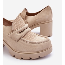 Lemar Arabell Suede Chunky Heel And Platform Shoes Light Beige 1