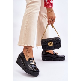 Lemar Black Felicita Patent Wedge Loafers 2