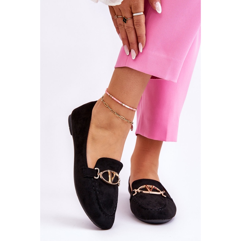 Vinceza Black Reed Suede Loafers With Decorative Element 1