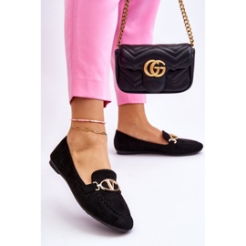 Vinceza Black Reed Suede Loafers With Decorative Element 2