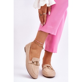 Vinceza Suede Loafers With Decorative Element Beige Reed 1