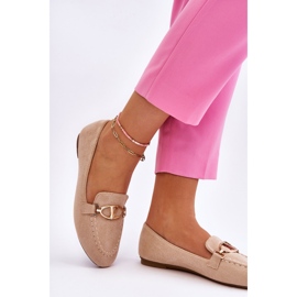 Vinceza Suede Loafers With Decorative Element Beige Reed 2