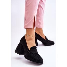 Vinceza Suede Pumps On A Chunky Heel And Platform Black Adriel 2