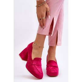 Vinceza Fuchsia Adriel Suede Pumps With Chunky Heels And Platform pink 1