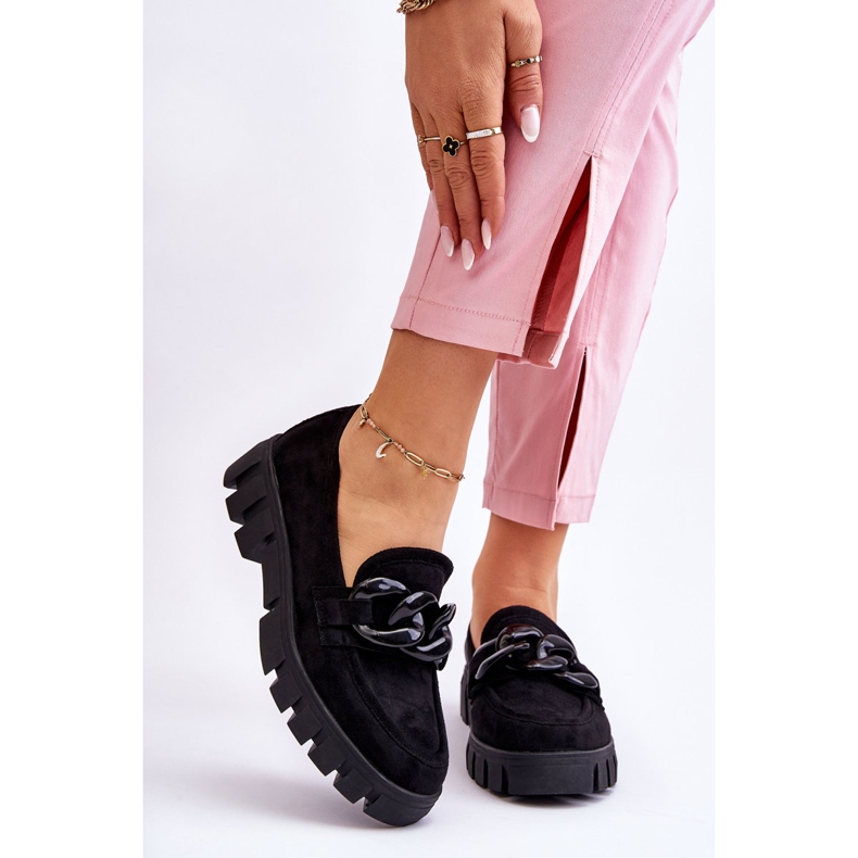 Vinceza Women's Suede Platform Loafers Black Bennett 1 Vinceza Women's Suede Platform Loafers Black Bennett 1
