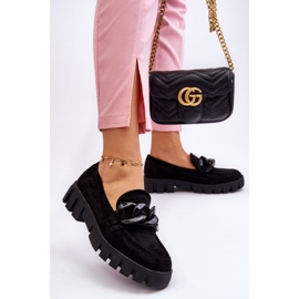 Vinceza Women's Suede Platform Loafers Black Bennett 2