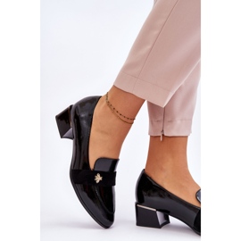 Vinceza Black Patent Leather Low Heel Pumps With Embellishment Doria 2 Vinceza Black Patent Leather Low Heel Pumps With Embellishment Doria 2