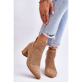 Vinceza Openwork suede boots with a cut-out on a beige Blakely heel 2