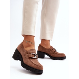 Vinceza Suede Chunky High Heels Brown Finley 2