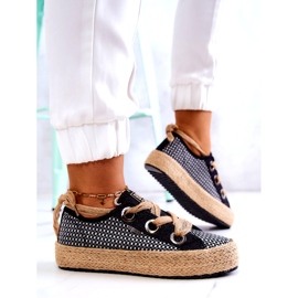 Women's Braided Sneakers Big Star JJ274393 Black beige 4