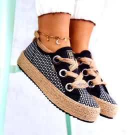 Women's Braided Sneakers Big Star JJ274393 Black beige 3