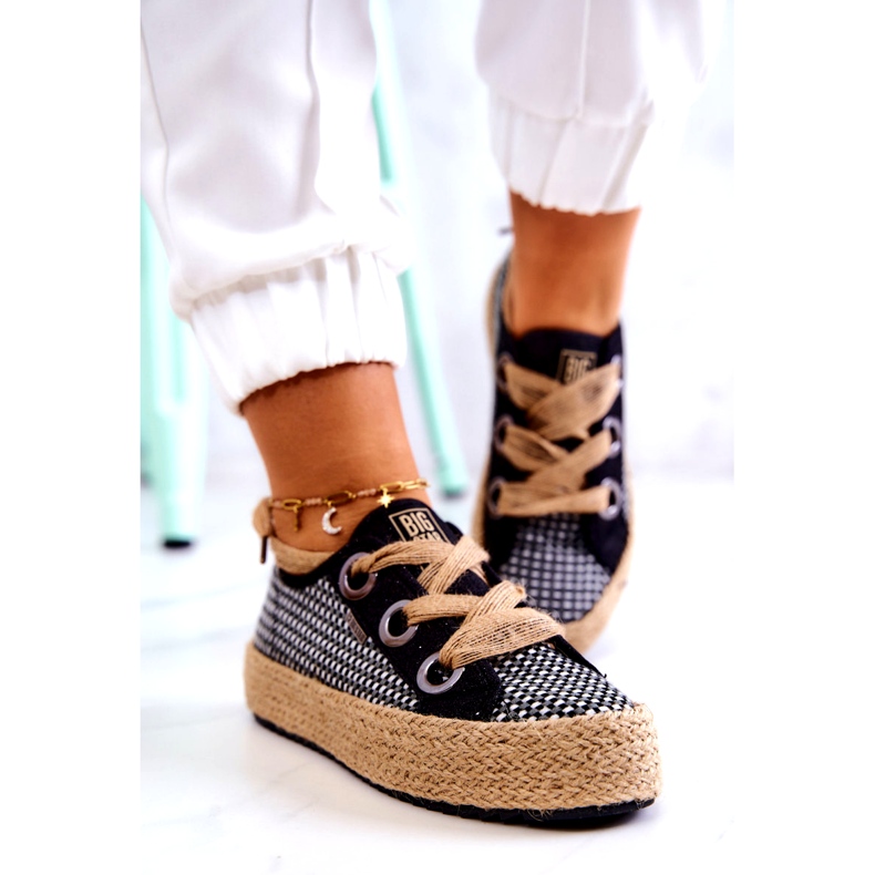 Women's Braided Sneakers Big Star JJ274393 Black beige 2