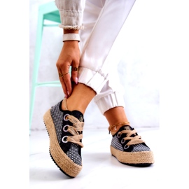 Women's Braided Sneakers Big Star JJ274393 Black beige 1