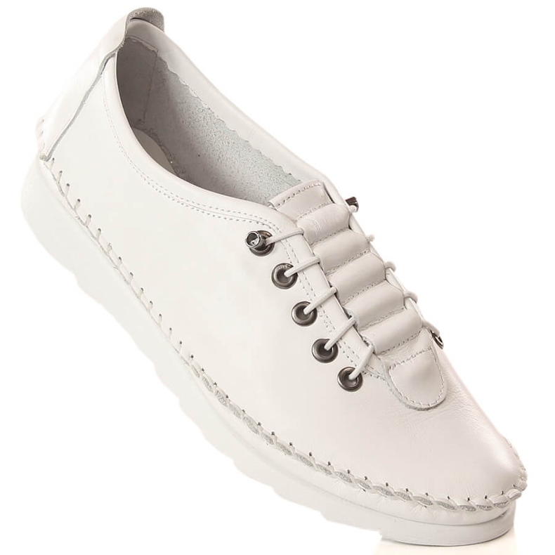 Leather elastic women's shoes white Artiker 52C0675 1