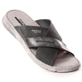 Comfortable gray men's slippers Rieker 25289-45 grey 1