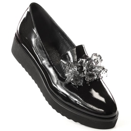 Women's lacquered shoes with black crystals Vinceza 10856 1