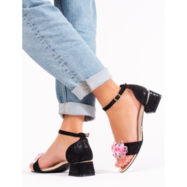 Women's Shelovet black low heel sandals 1