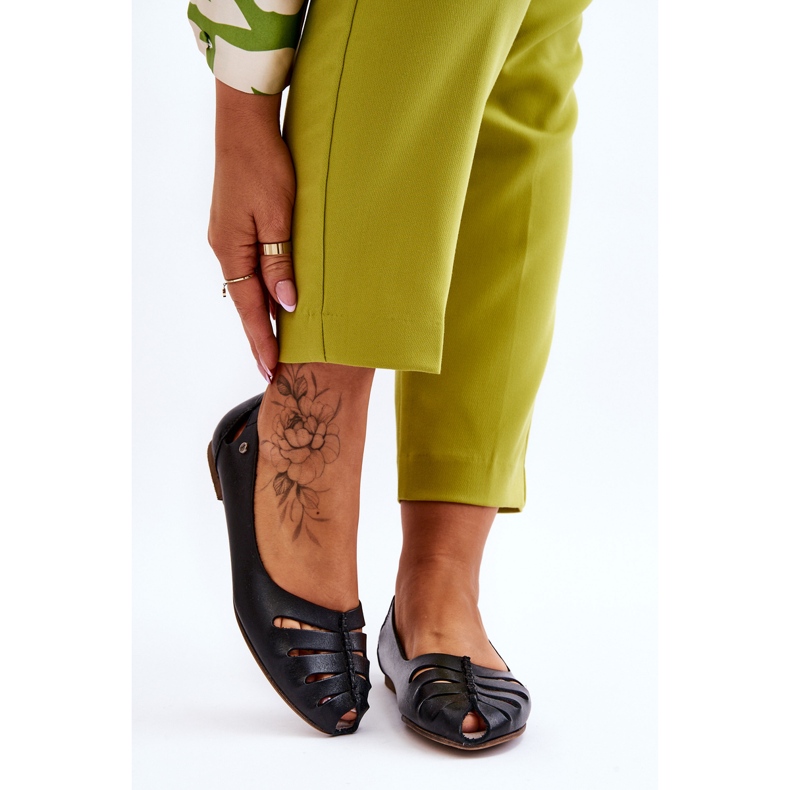 Lemar Comfortable Leather Ballerinas For Women Black Luka 1