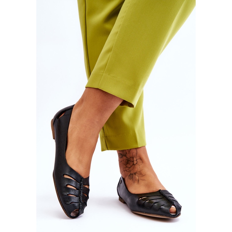 Lemar Comfortable Leather Ballerinas For Women Black Luka 2