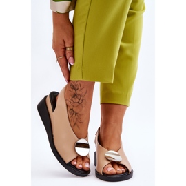 Vinceza Women's Leather Wedge Sandals Beige Justice brown 1 Vinceza Women's Leather Wedge Sandals Beige Justice brown 1