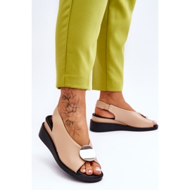 Vinceza Women's Leather Wedge Sandals Beige Justice brown 2 Vinceza Women's Leather Wedge Sandals Beige Justice brown 2