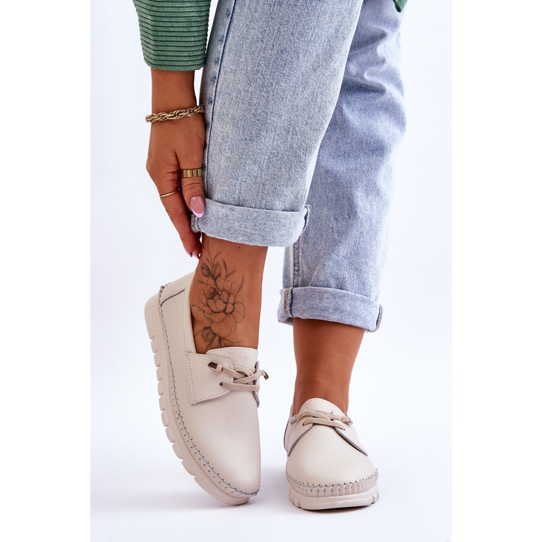 Vinceza Beige Archie Leather Slip-Ons 1
