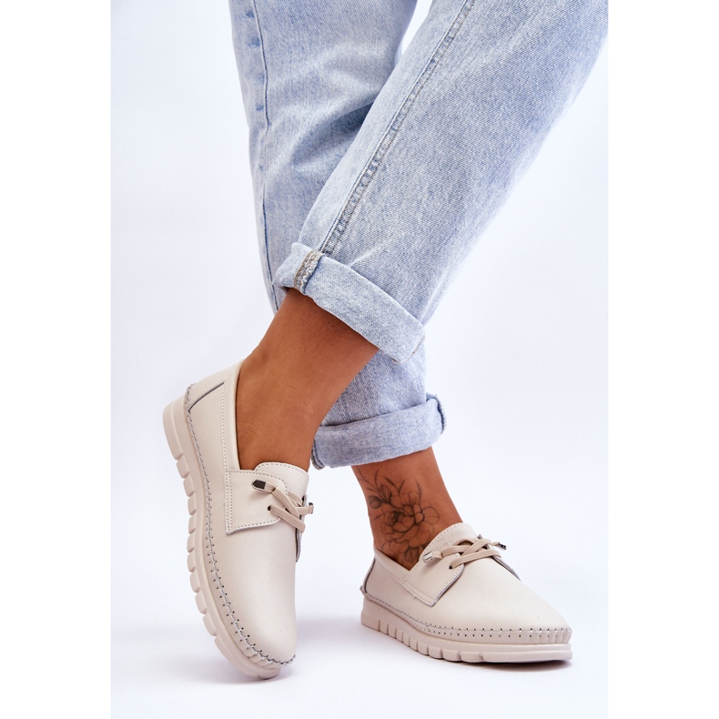 Vinceza Beige Archie Leather Slip-Ons 2