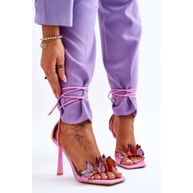 FS1 Tied Sandals On A Pin With Butterflies Pink Delmar 1