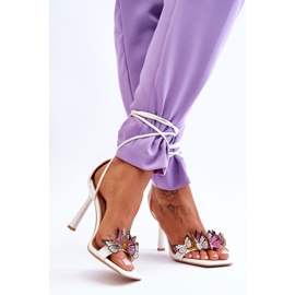 FS1 Tied Sandals On A High Heel With White Delmar Butterflies 2