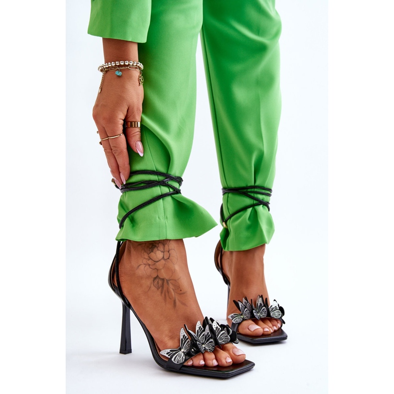 Tied Sandals On A High Heel With Black Delmar Butterflies 2