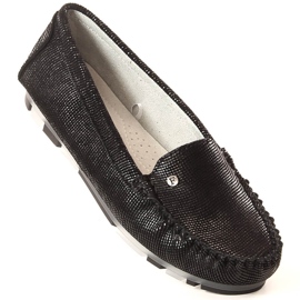 Women's shiny black leather moccasins Filippo DP2037 1