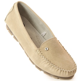 Women's beige leather moccasins Filippo DP2037 1