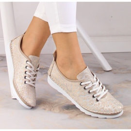 Leather light women's sport shoes beige Artiker 52C0691 1