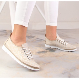 Leather light women's sport shoes beige Artiker 52C0691 2