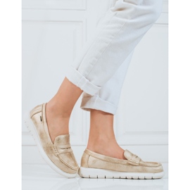 Women's moccasins Shelovet gold with a flexible sole golden 2 Women's moccasins Shelovet gold with a flexible sole golden 2
