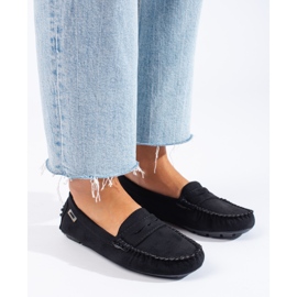 Women's suede moccasins Shelovet elastic black 1 Women's suede moccasins Shelovet elastic black 1
